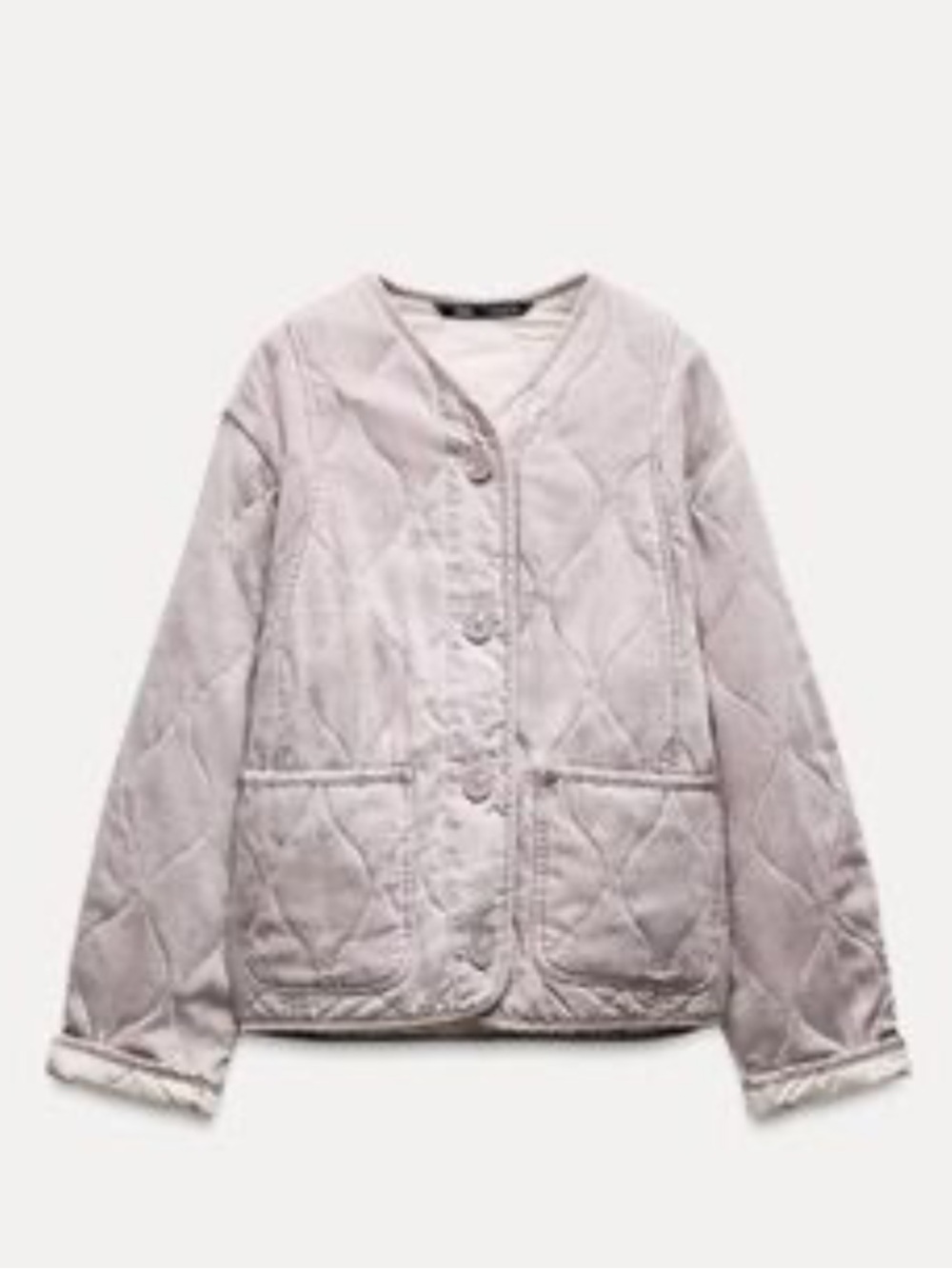 Zara Light Lavender Quilted Button Jacket